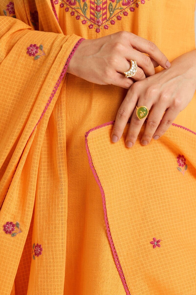 Mustard Handcrafted Kota Dupatta