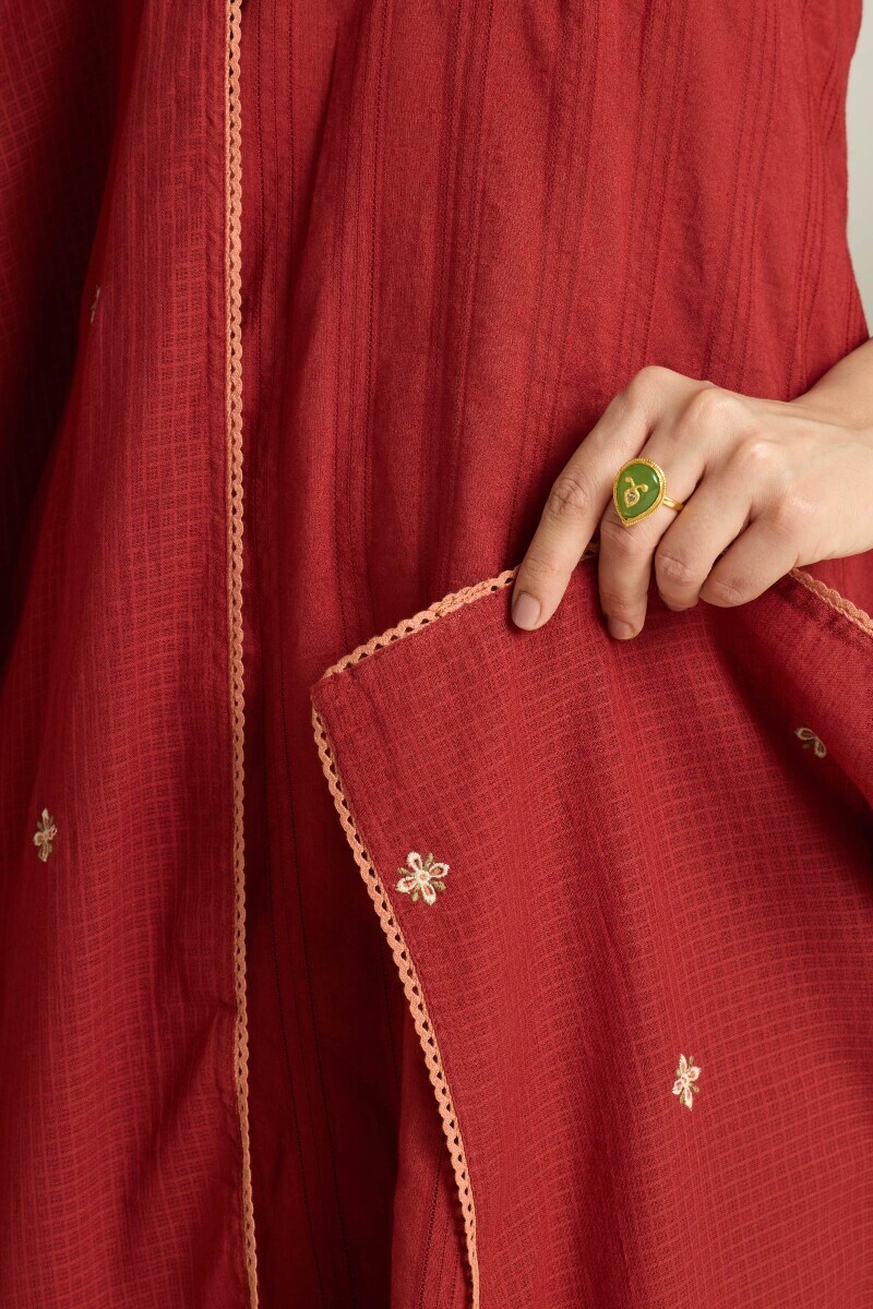 Maroon Handcrafted Kota Dupatta