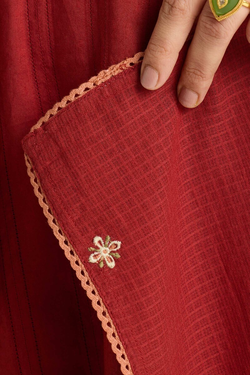 Maroon Handcrafted Kota Dupatta