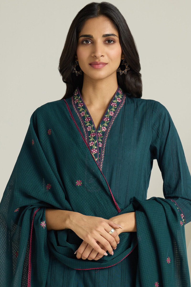 Navy Blue Handcrafted Kota Dupatta