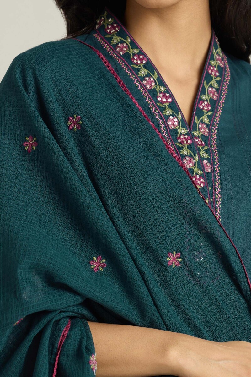 Navy Blue Handcrafted Kota Dupatta