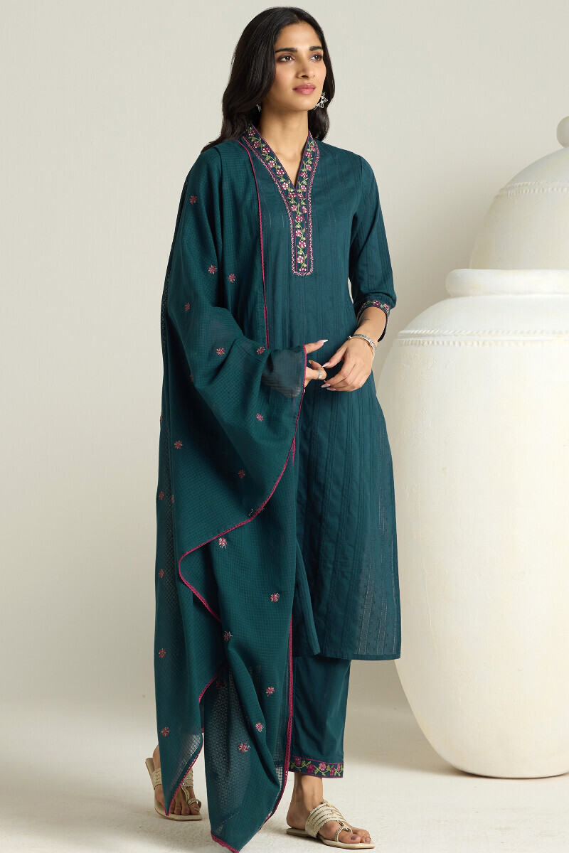 Navy Blue Handcrafted Kota Dupatta
