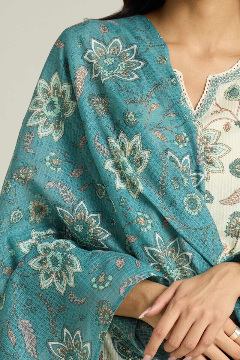 Blue Hand Printed Kota Dupatta