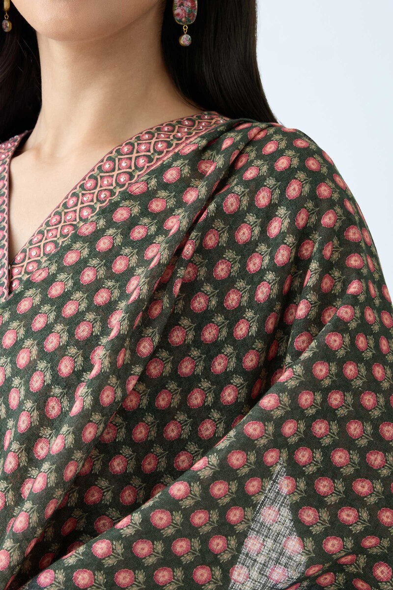Green Printed Kota Dupatta