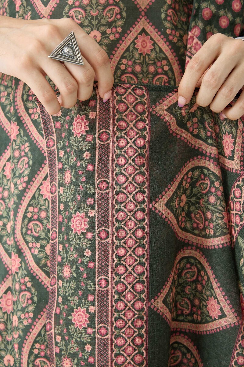 Green Printed Kota Dupatta