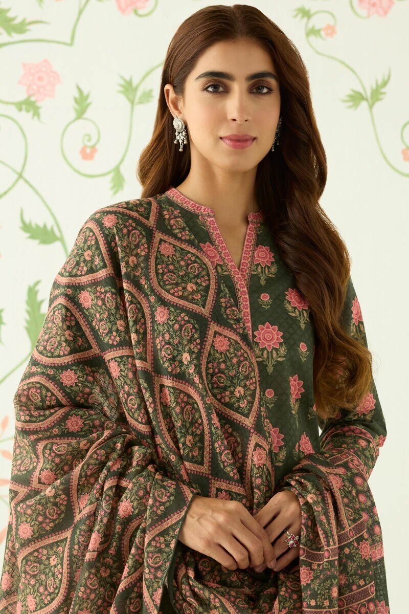 Green Printed Kota Dupatta
