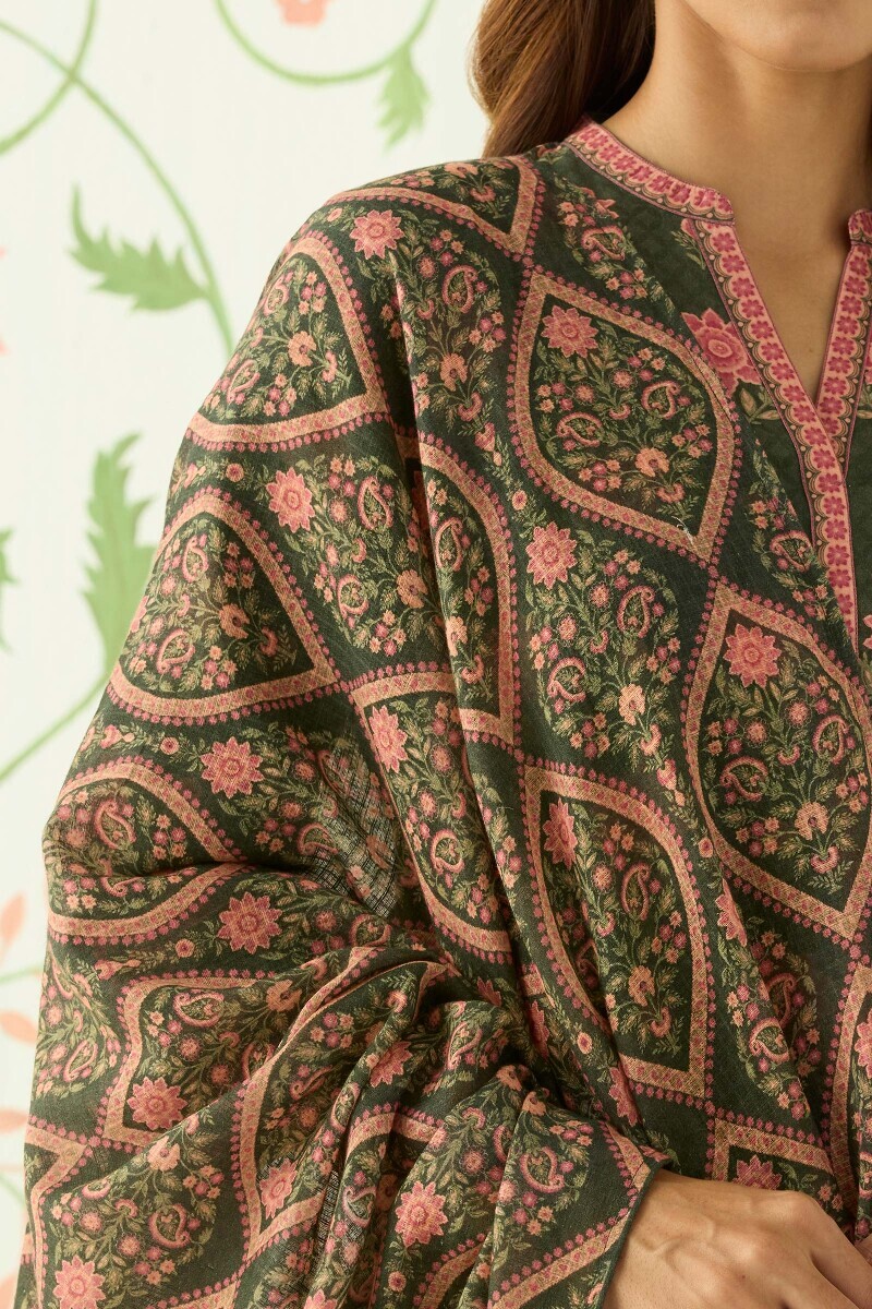 Green Printed Kota Dupatta