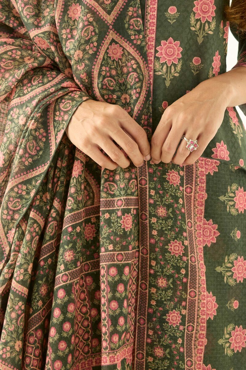 Green Printed Kota Dupatta