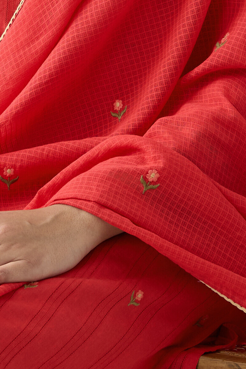 Red Handcrafted Kota Dupatta