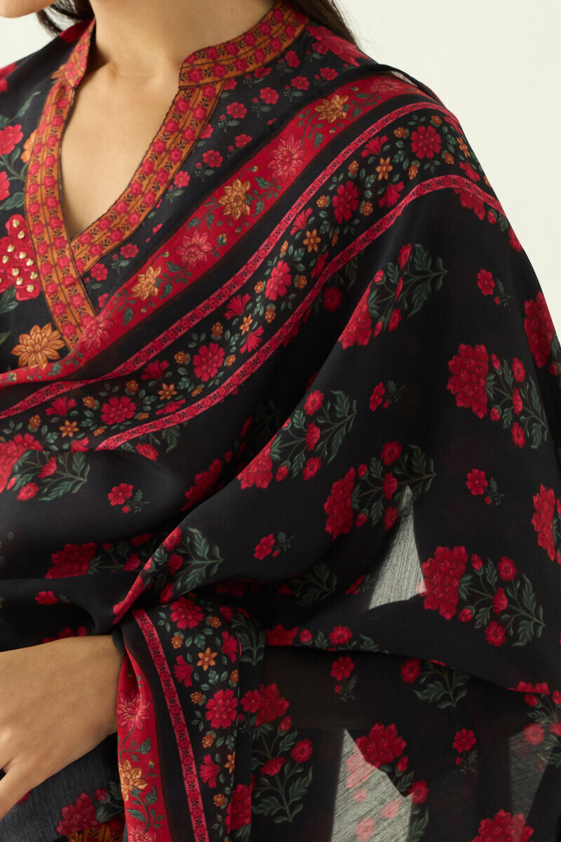 Black Printed Viscose Dupatta