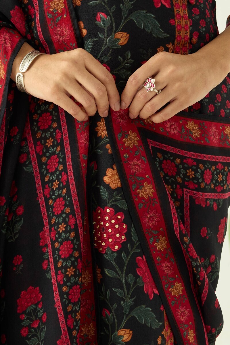 Black Printed Viscose Dupatta