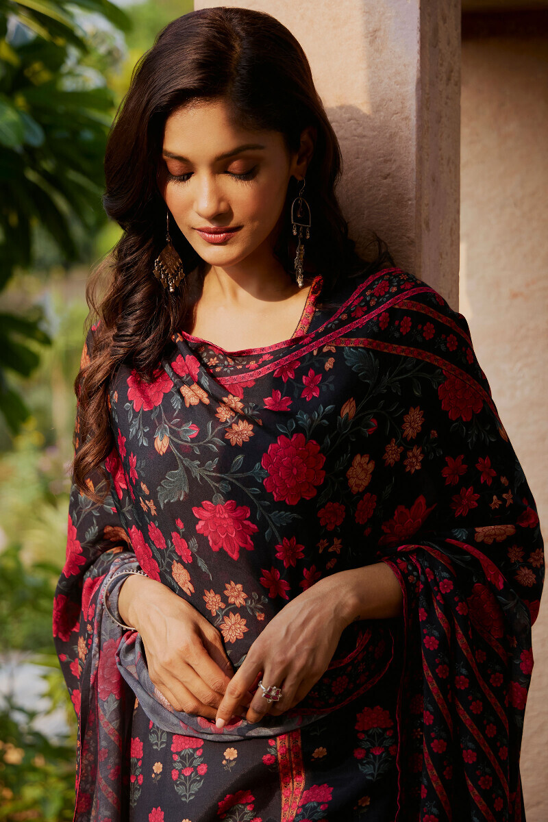 Black Printed Kota Dupatta