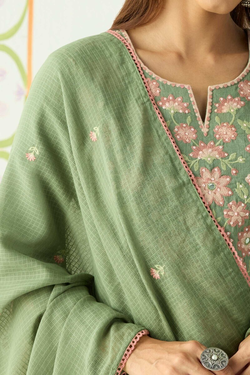 Green Handcrafted Kota Dupatta