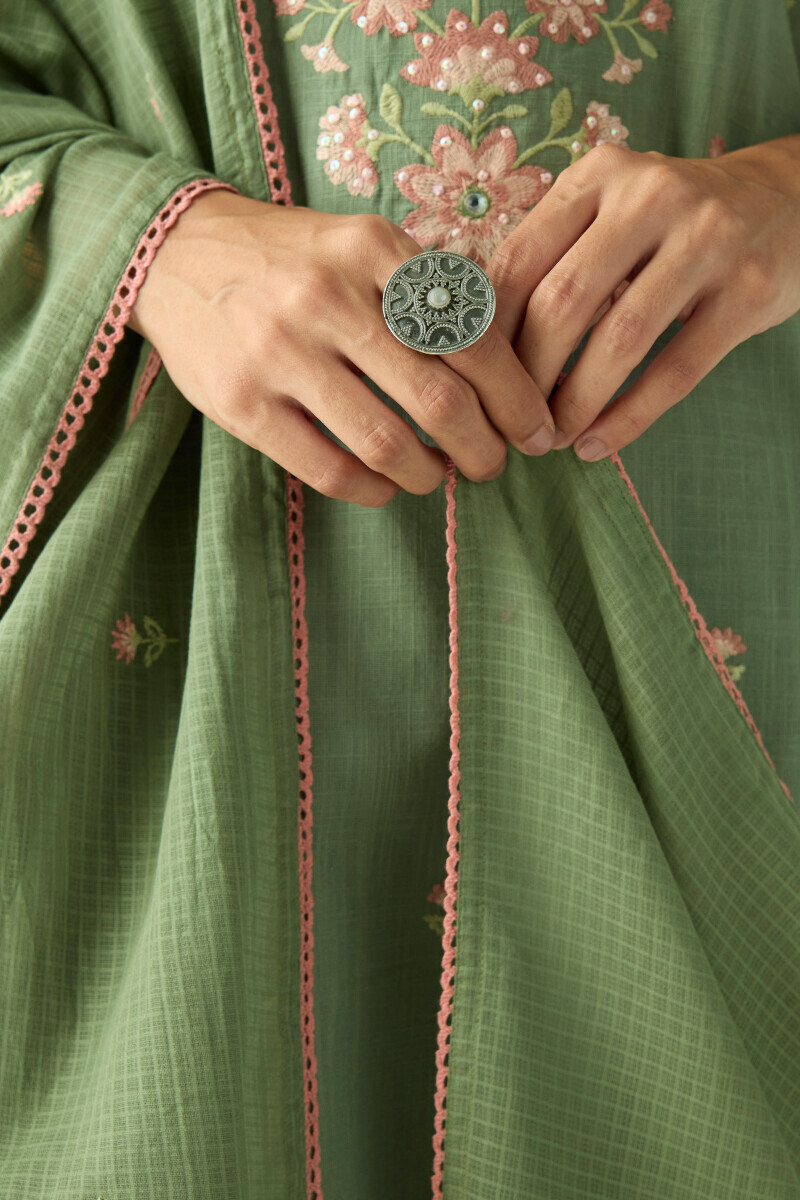 Green Handcrafted Kota Dupatta