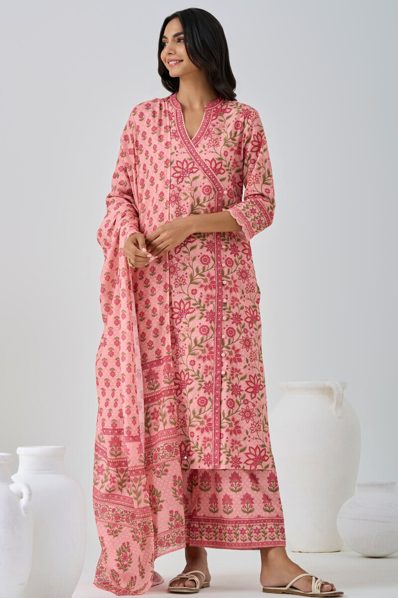 Peach Printed Kota Dupatta