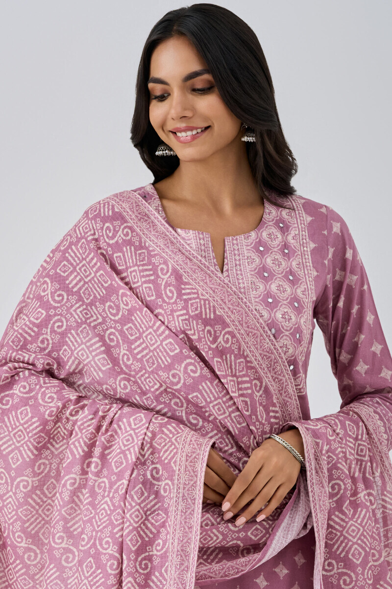 Purple Printed Kota Dupatta