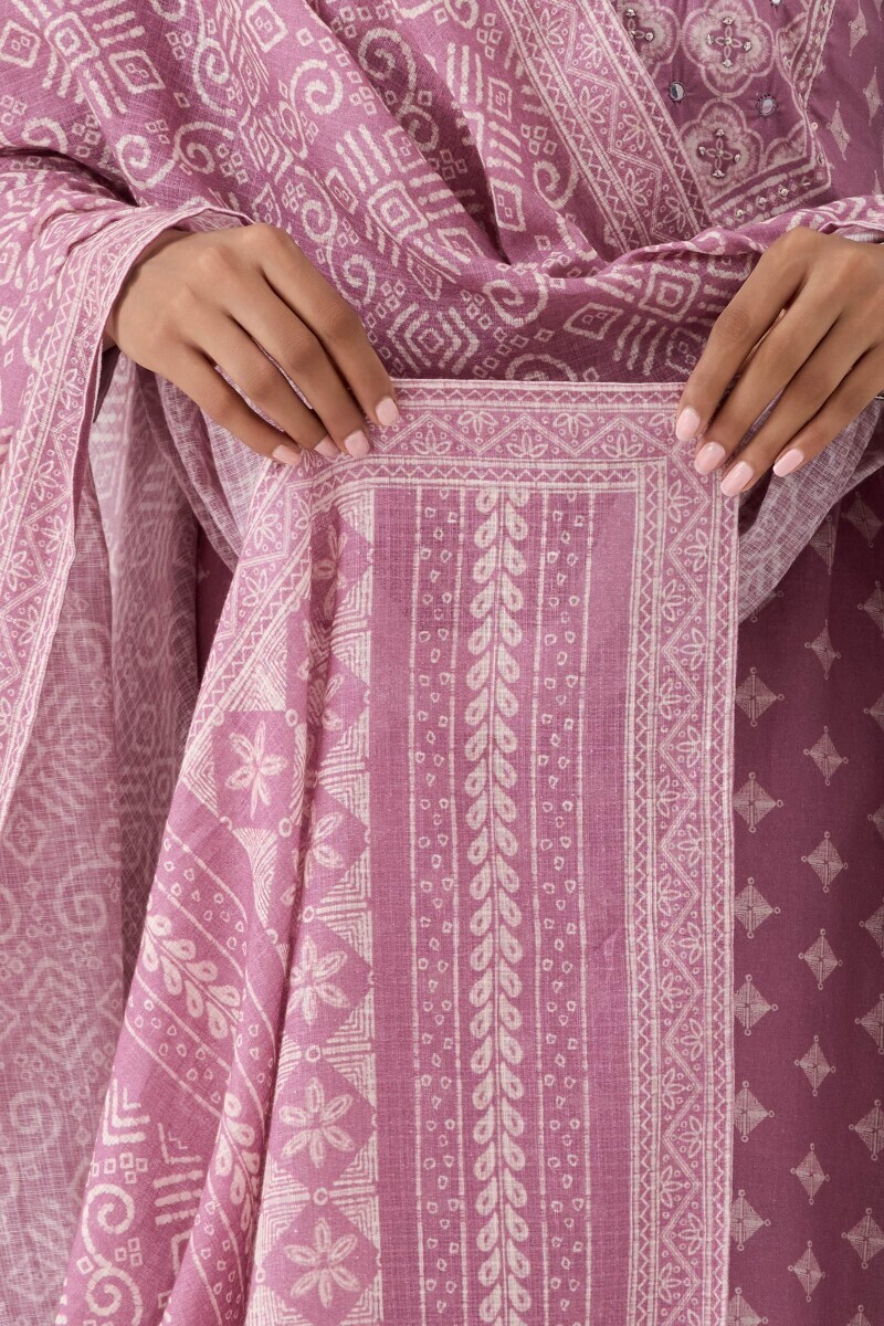 Purple Printed Kota Dupatta
