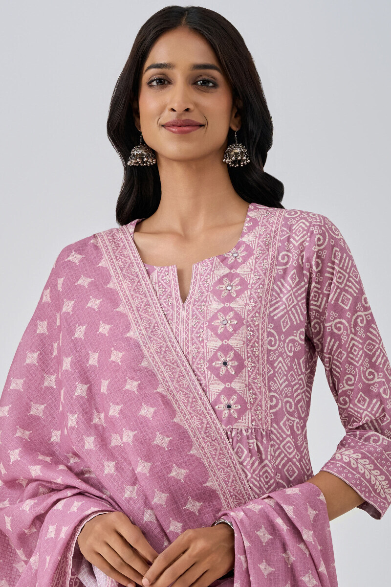 Purple Printed Kota Dupatta