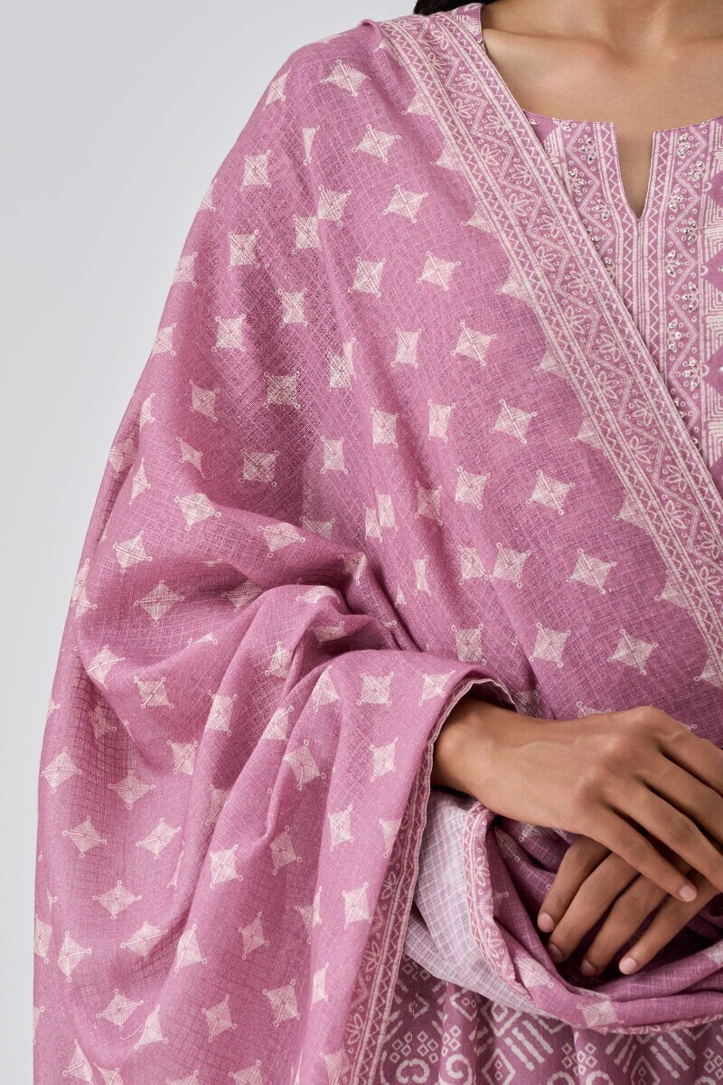 Purple Printed Kota Dupatta
