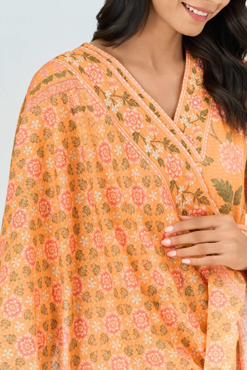 Yellow Printed Kota Dupatta