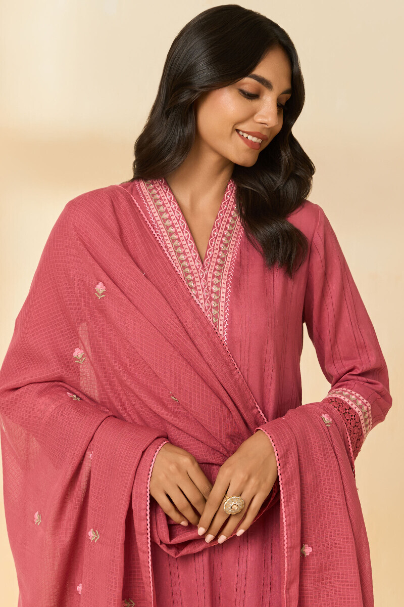 Pink Handcrafted Kota Dupatta