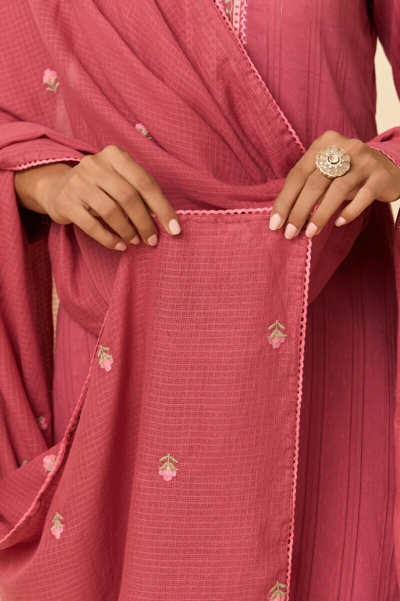 Pink Handcrafted Kota Dupatta
