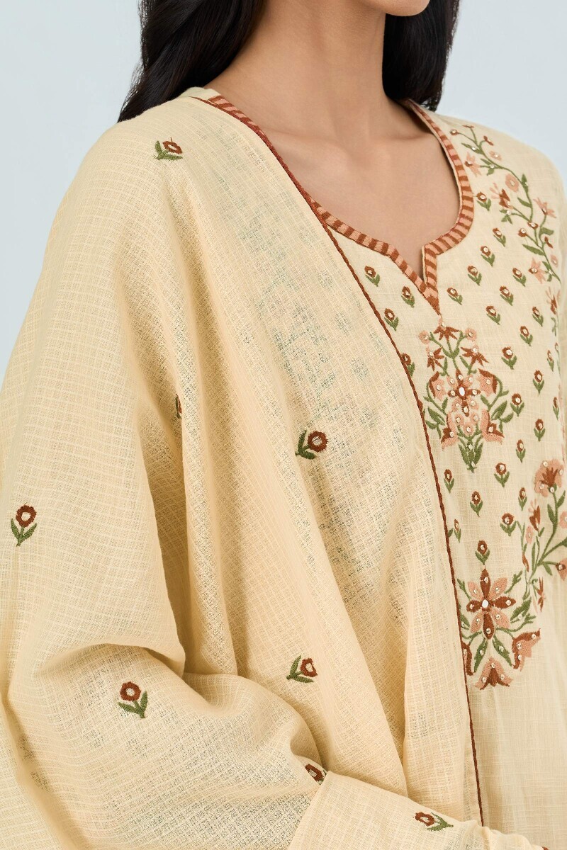 Beige Handcrafted Kota Dupatta
