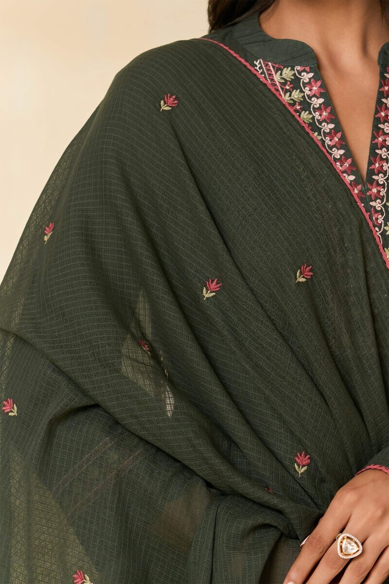 Green Handcrafted Kota Dupatta