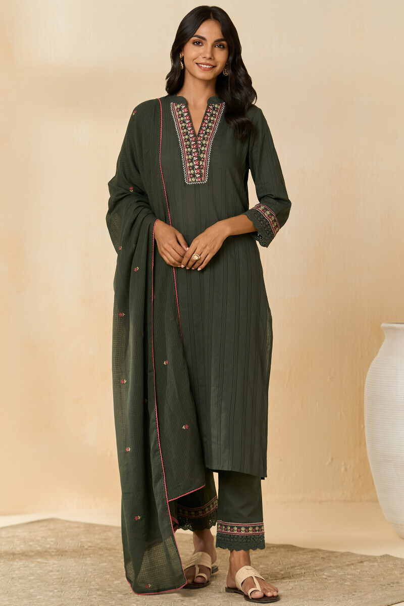 Green Handcrafted Kota Dupatta
