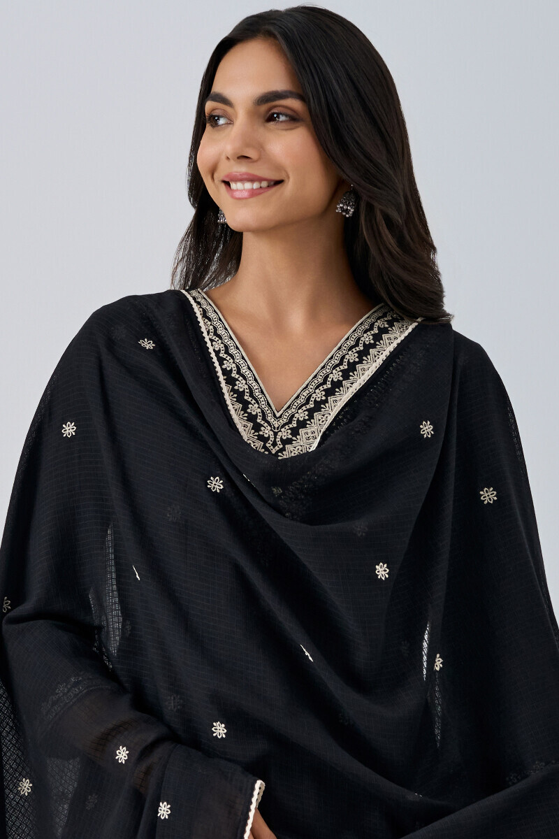 Black Handcrafted Kota Dupatta