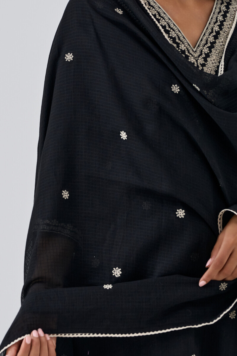 Black Handcrafted Kota Dupatta