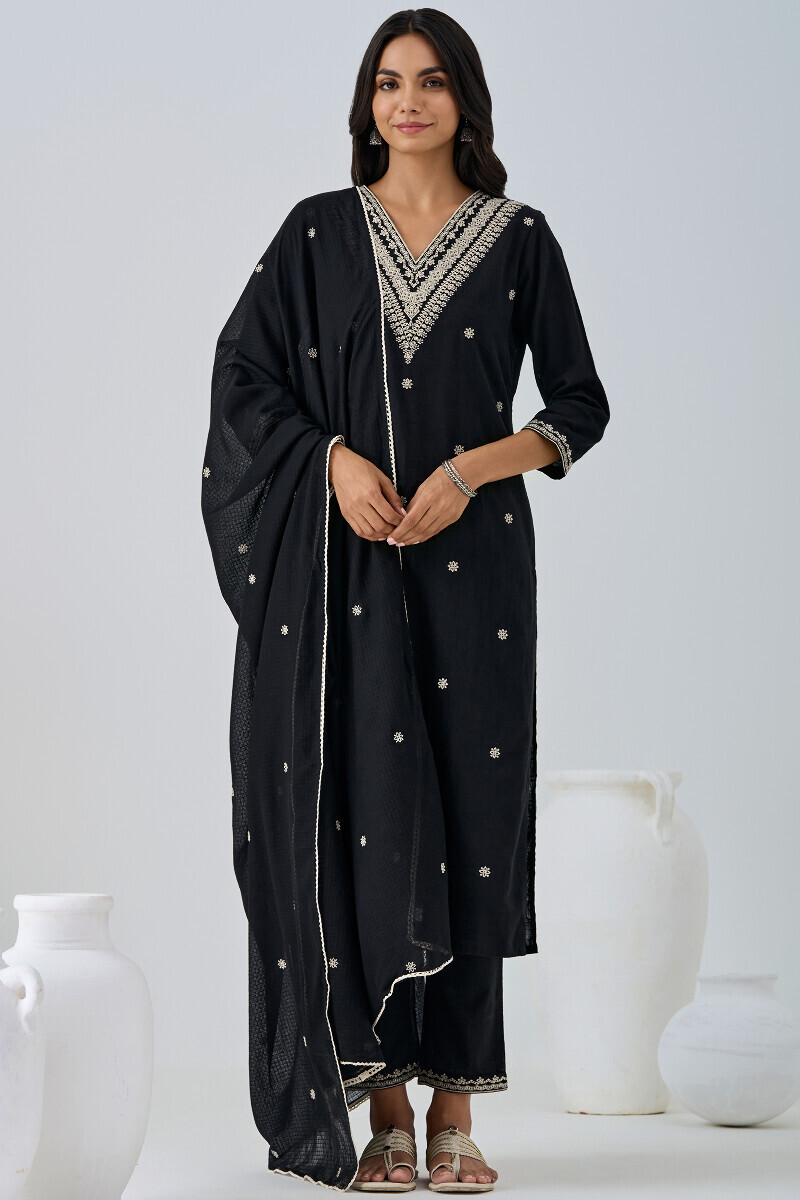 Black Handcrafted Kota Dupatta
