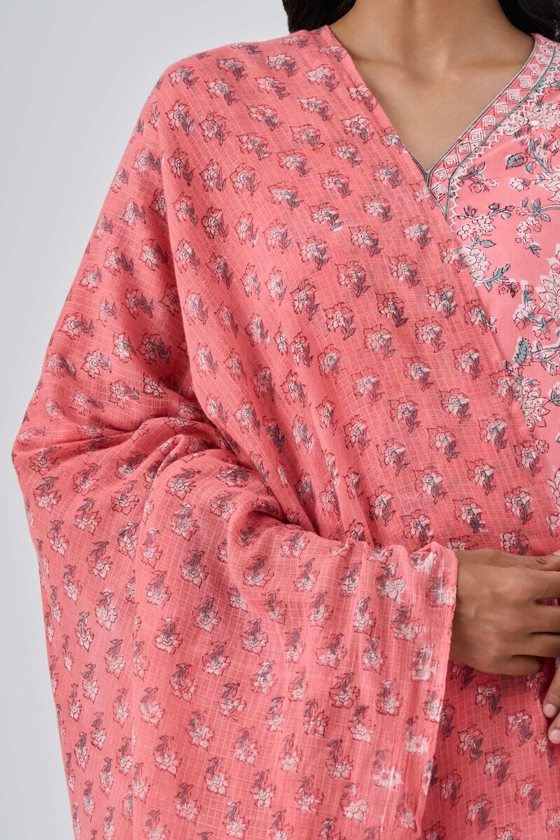 Green Hand Printed Kota Dupatta