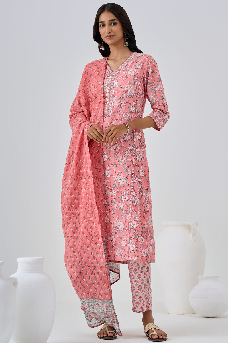 Green Hand Printed Kota Dupatta