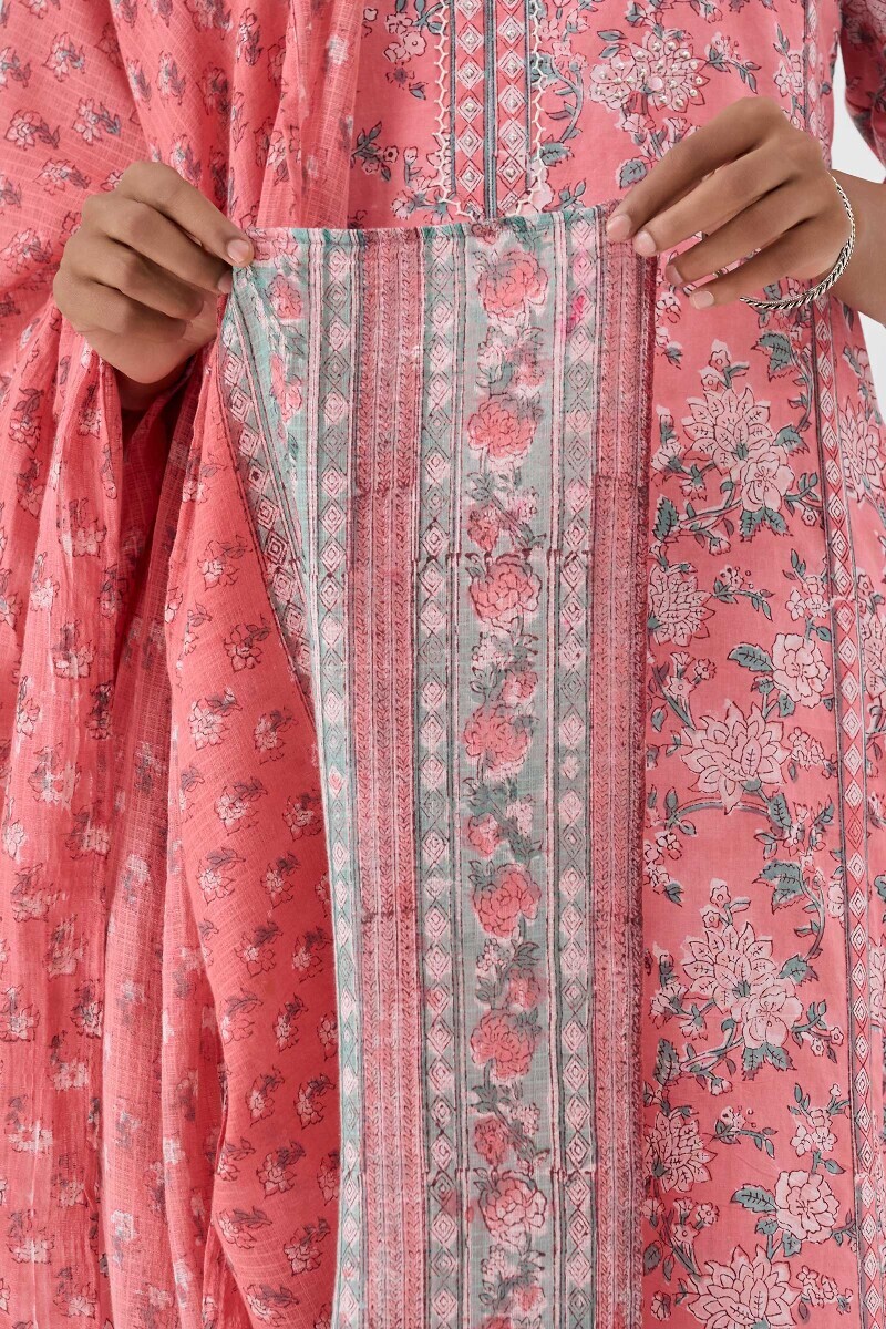 Green Hand Printed Kota Dupatta