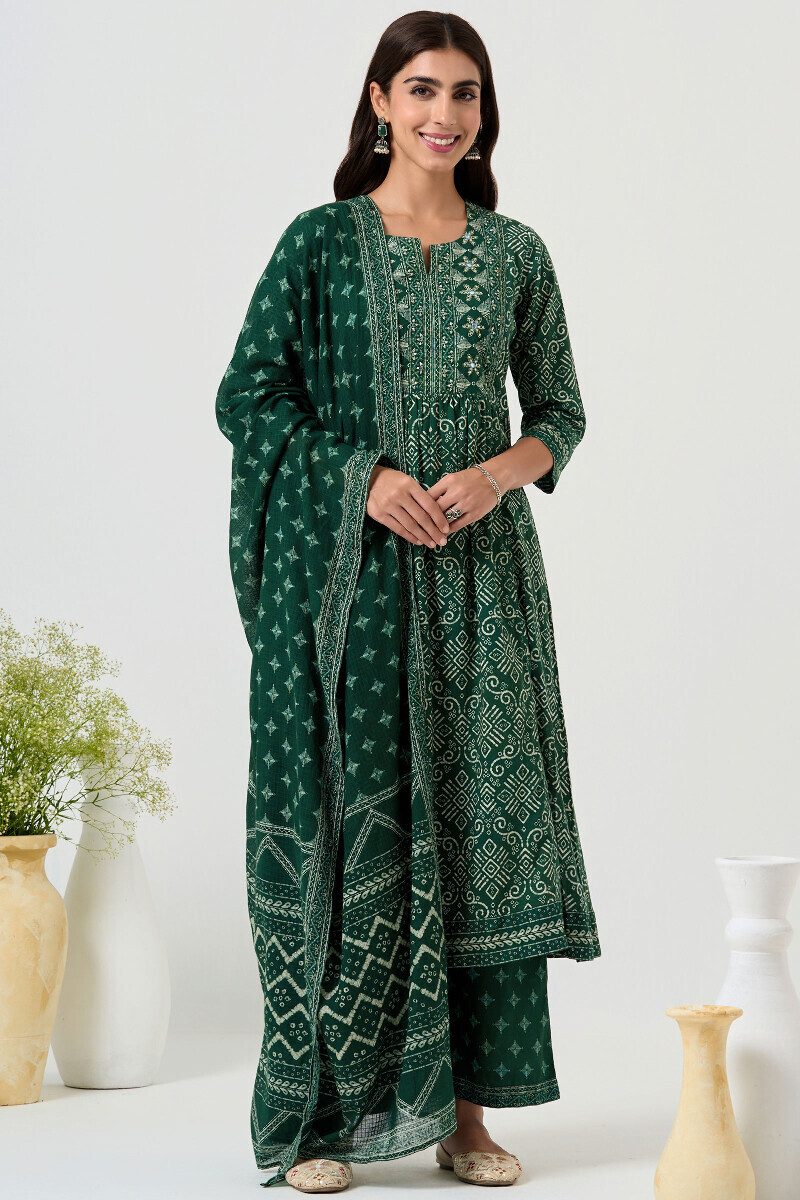 Green Printed Kota Dupatta