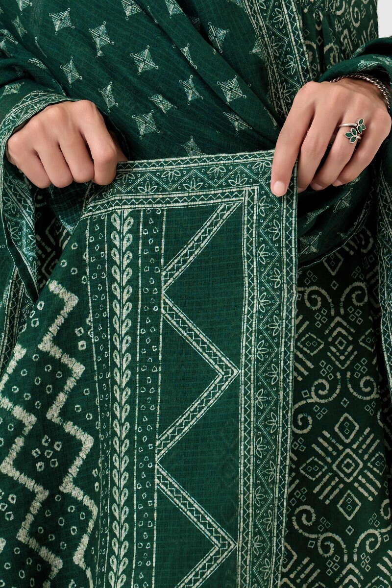 Green Printed Kota Dupatta
