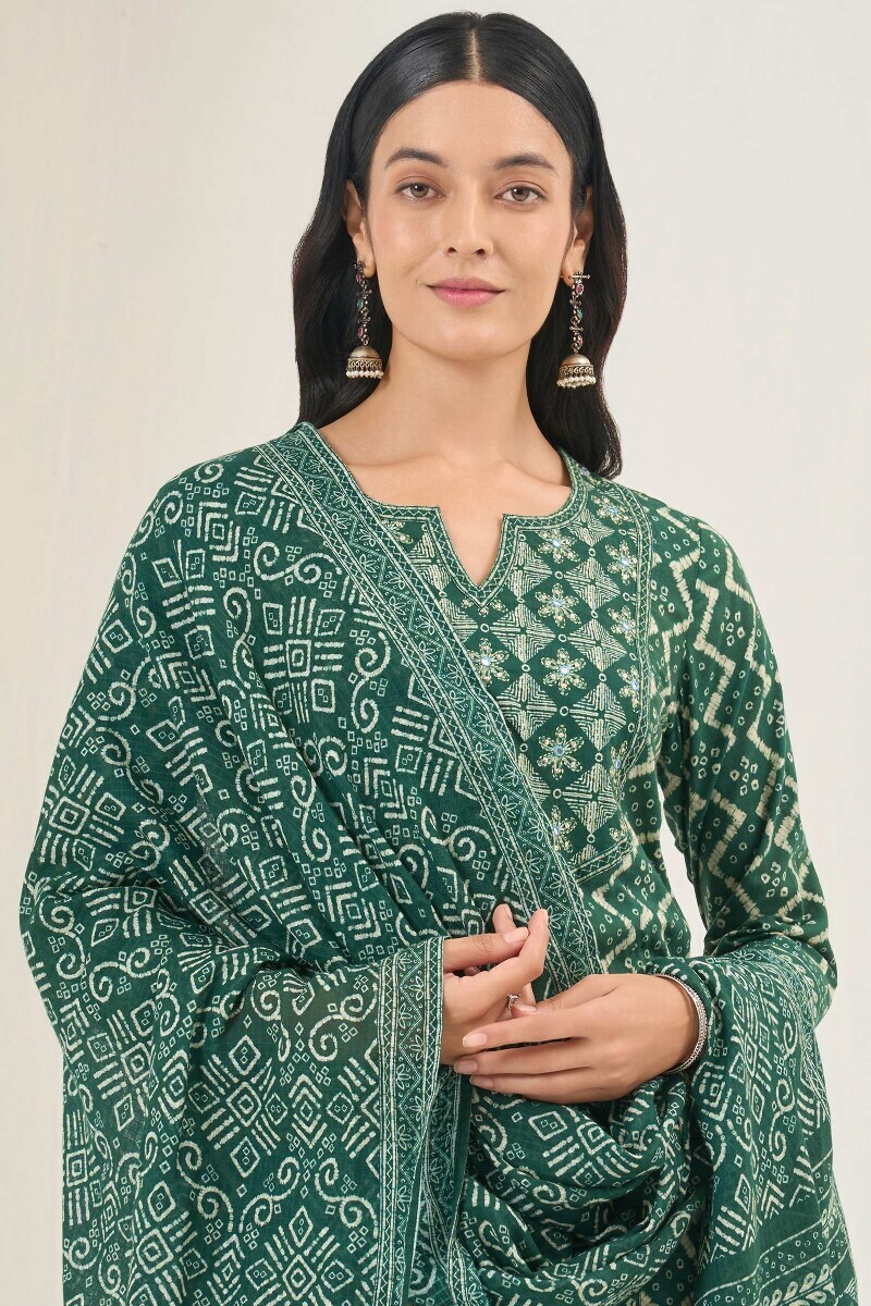 Green Printed Kota Dupatta
