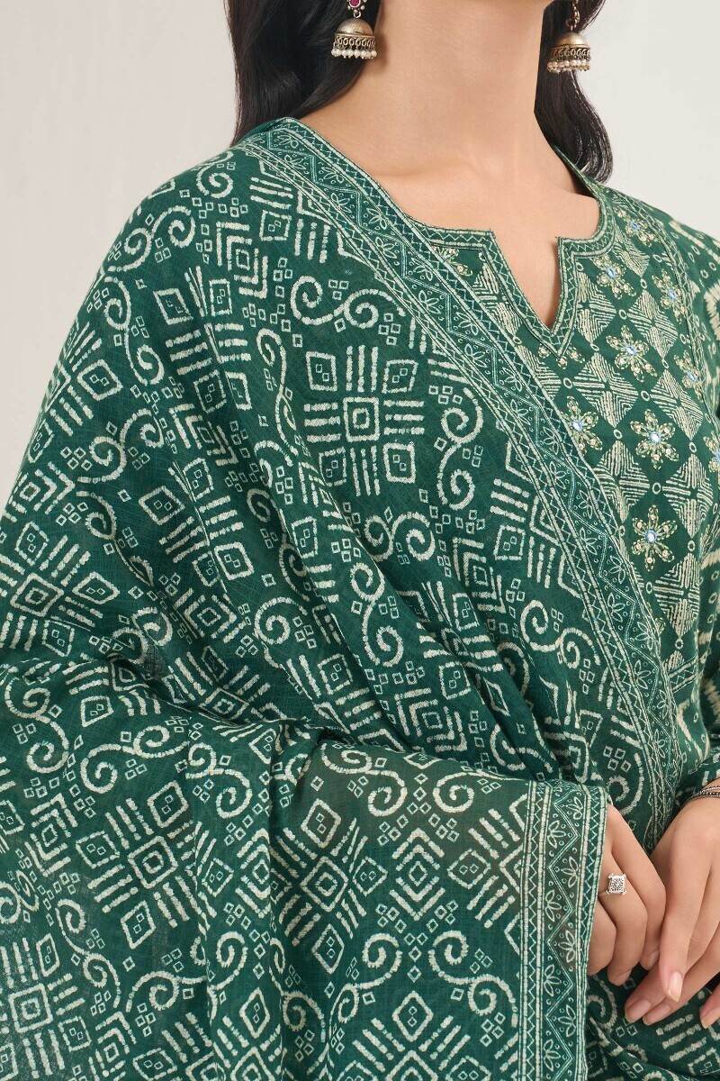 Green Printed Kota Dupatta