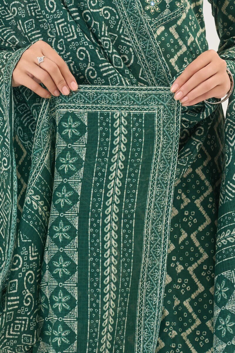 Green Printed Kota Dupatta