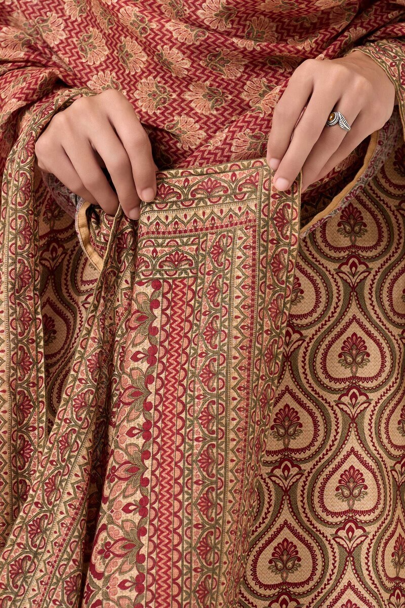 Beige Printed Kota Dupatta