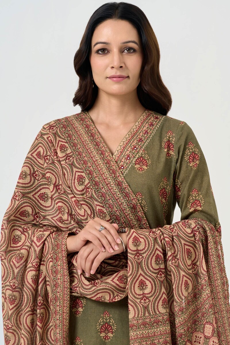 Beige Printed Kota Dupatta