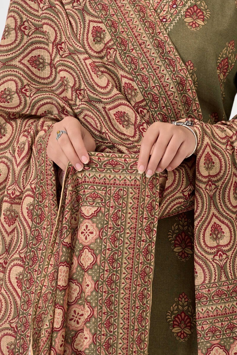 Beige Printed Kota Dupatta