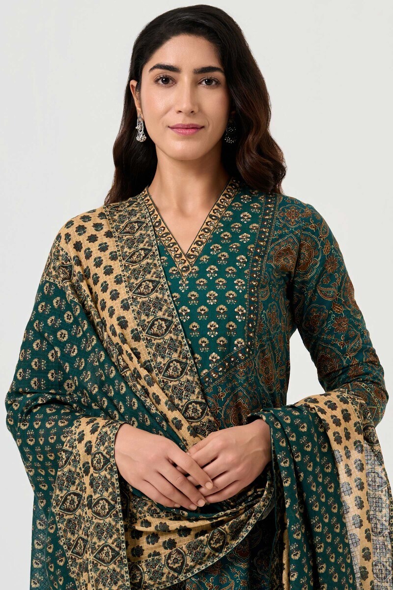 Green Printed Kota Dupatta