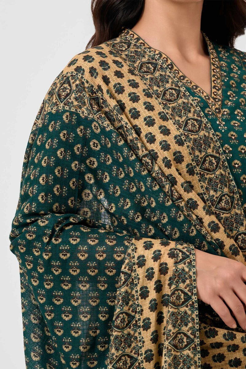 Green Printed Kota Dupatta