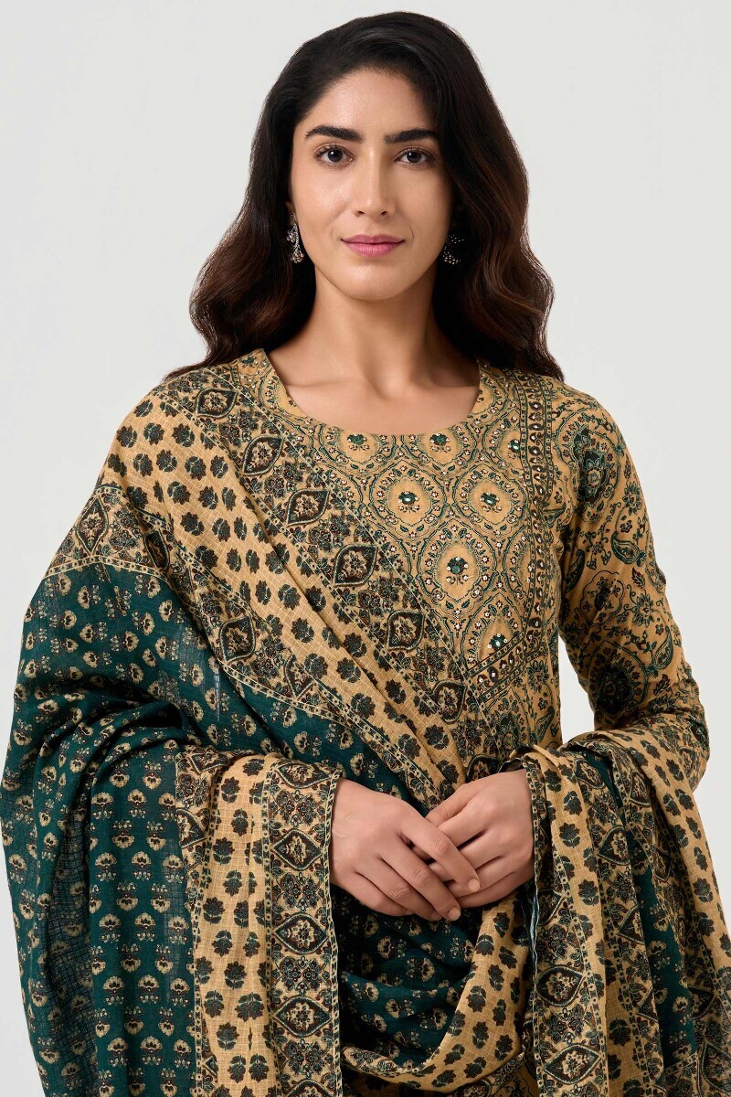 Green Printed Kota Dupatta