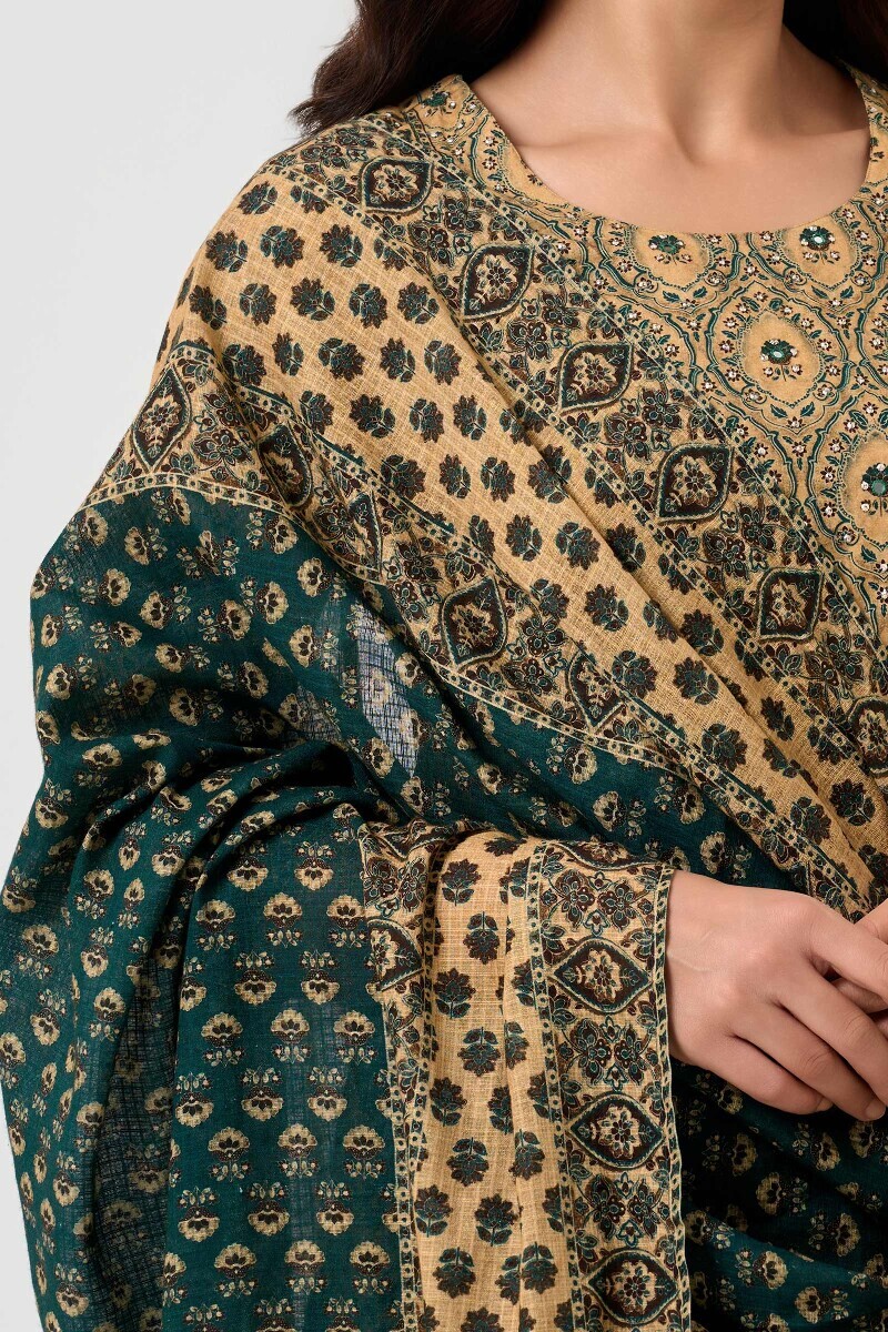 Green Printed Kota Dupatta