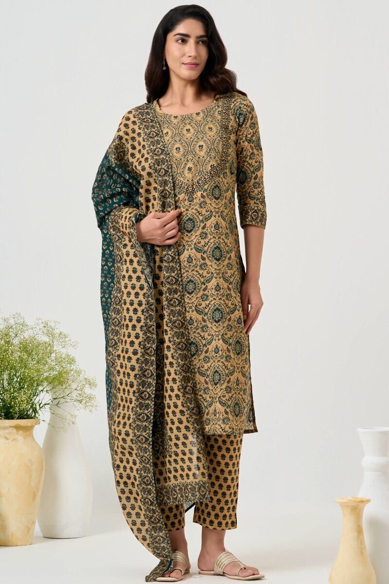 Green Printed Kota Dupatta