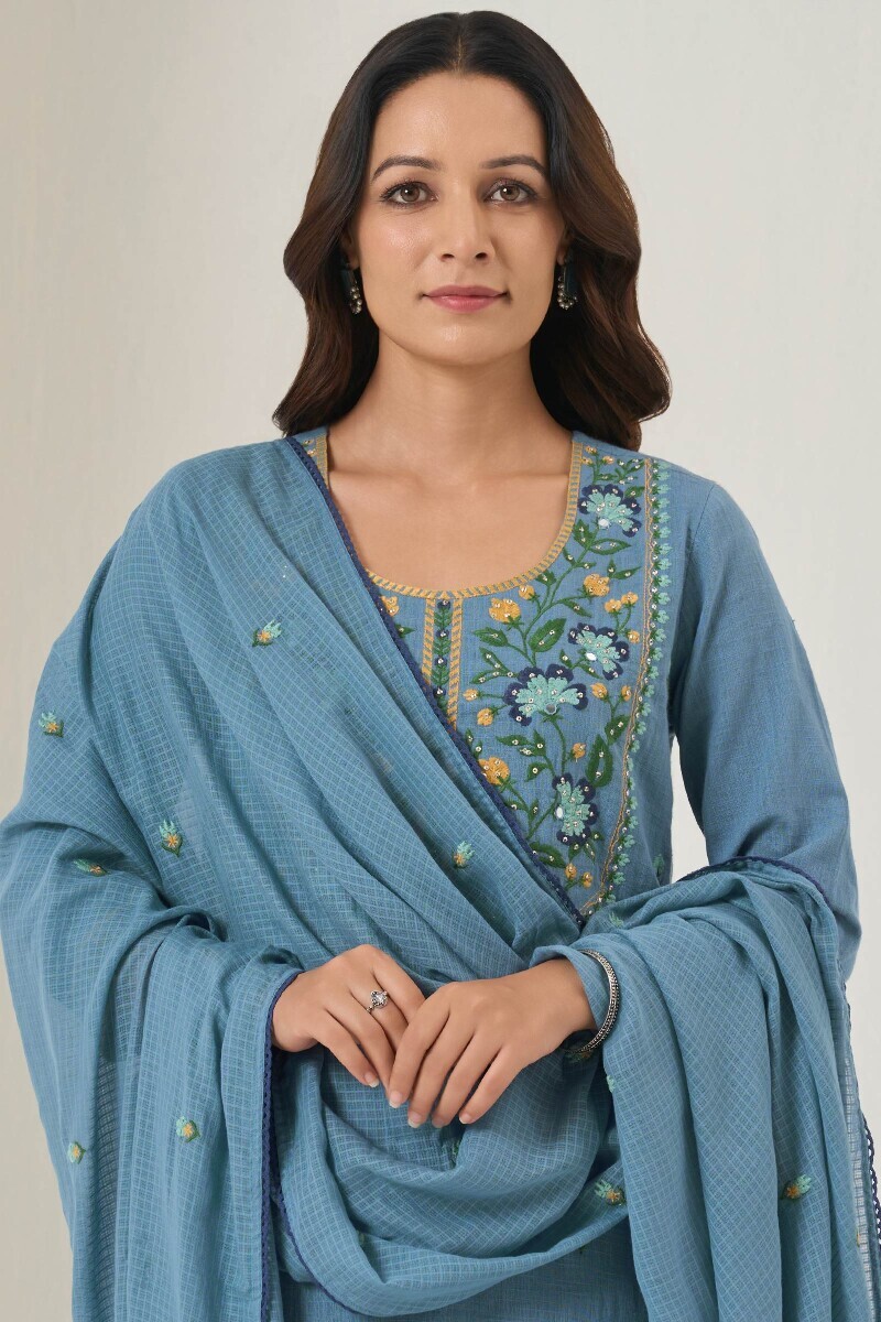 Blue Handcrafted Kota Dupatta