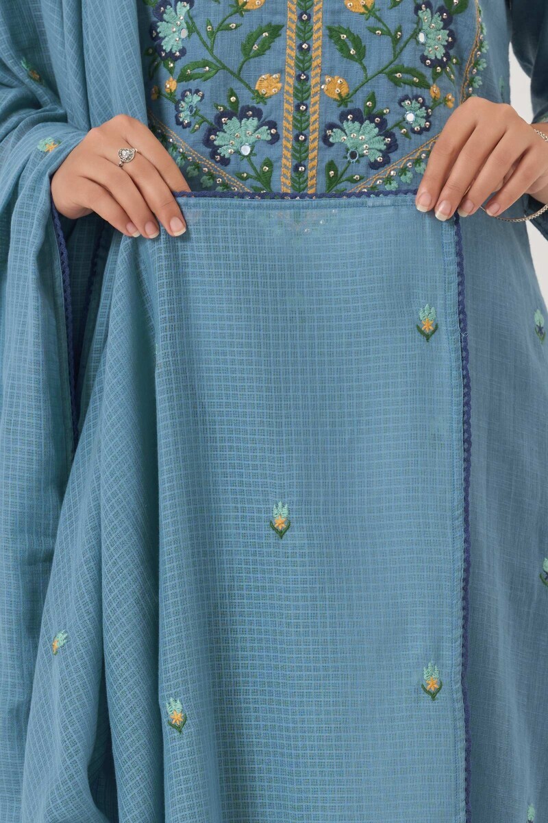 Blue Handcrafted Kota Dupatta